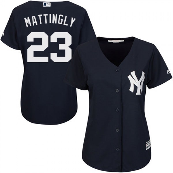 New York Yankees #23 Don Mattingly Navy Blue Alter...