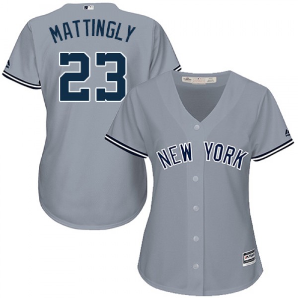 New York Yankees #23 Don Mattingly Grey Road Women...