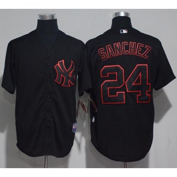 New York Yankees #24 Gary Sanchez Black Strip Stit...