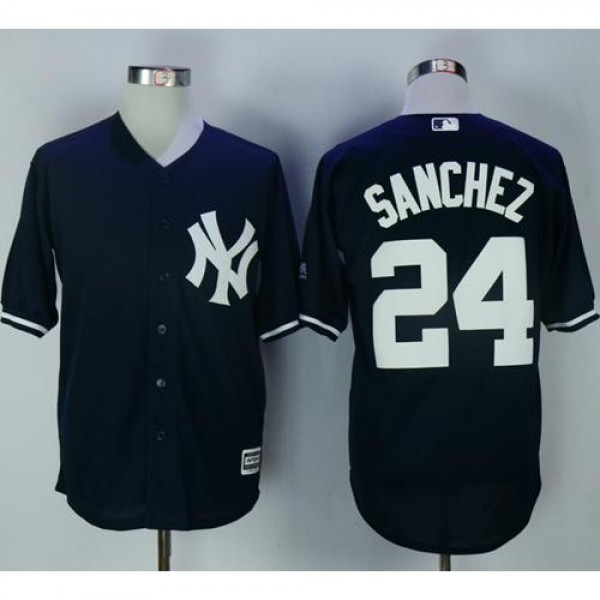 New York Yankees #24 Gary Sanchez Navy Blue New Co...