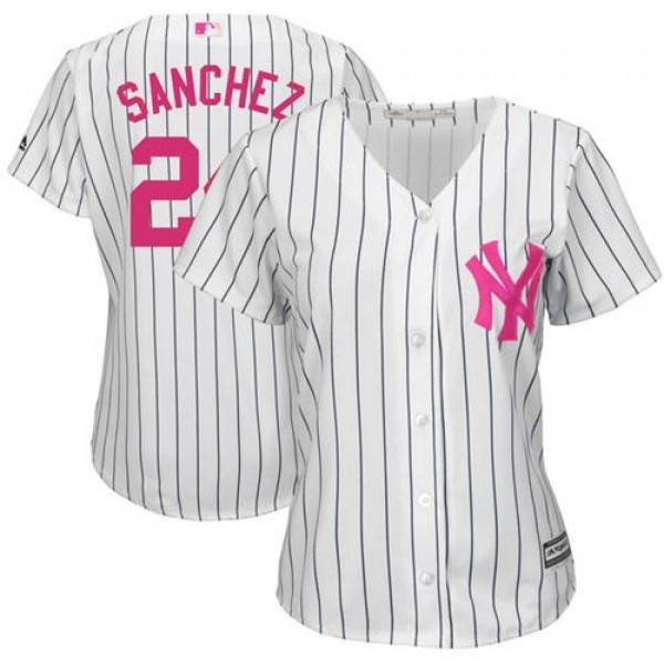 New York Yankees #24 Gary Sanchez White Strip Moth...