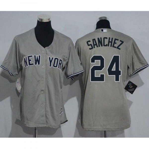 New York Yankees #24 Gary Sanchez Grey Women'...