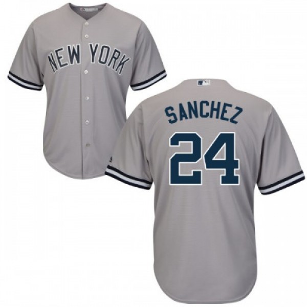 New York Yankees #24 Gary Sanchez Grey Road Stitch...