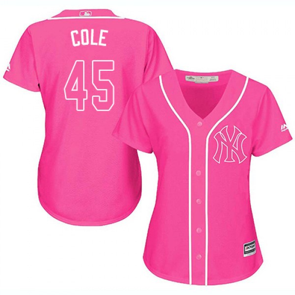 New York Yankees #45 Gerrit Cole Pink Fashion Wome...