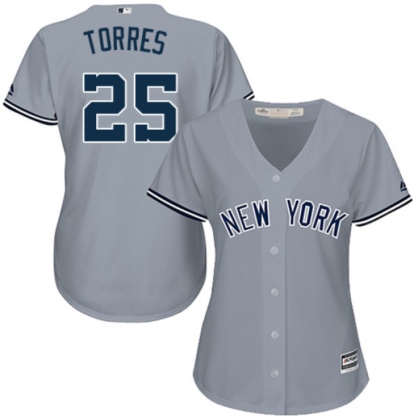 New York Yankees #25 Gleyber Torres Grey Road Wome...