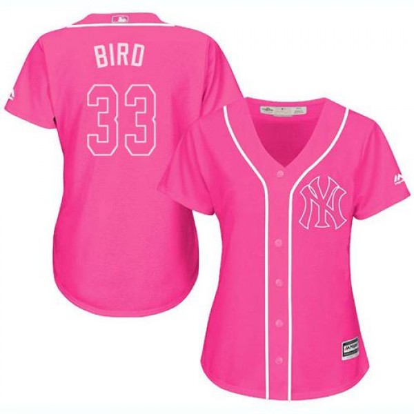 New York Yankees #33 Greg Bird Pink Fashion Women&...