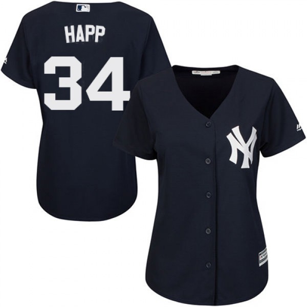 New York Yankees #34 J.A. Happ Navy Blue Alternate...