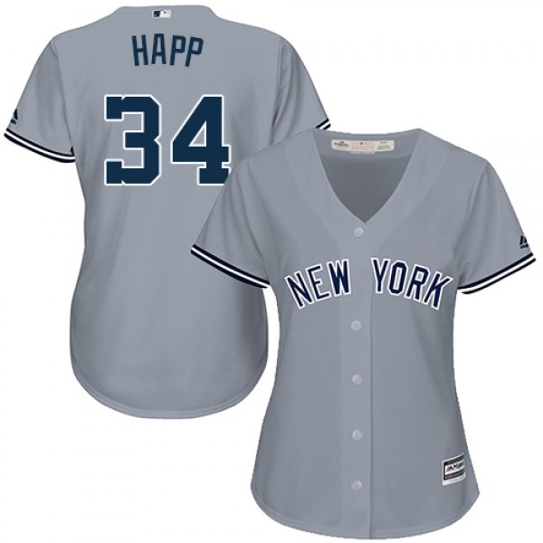 New York Yankees #34 J.A. Happ Grey Road Women...