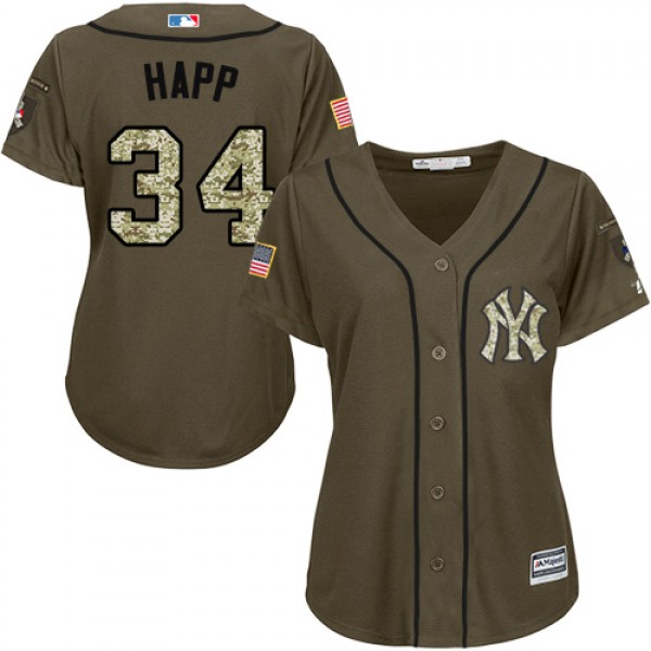 New York Yankees #34 J.A. Happ Green Salute to Ser...