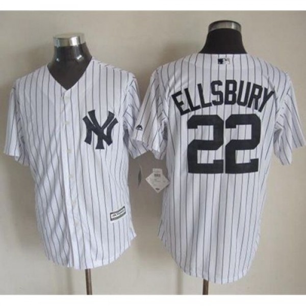 New York Yankees #22 Jacoby Ellsbury White Strip N...