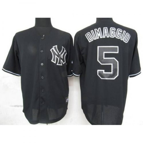 New York Yankees #5 Joe DiMaggio Black Fashion Sti...