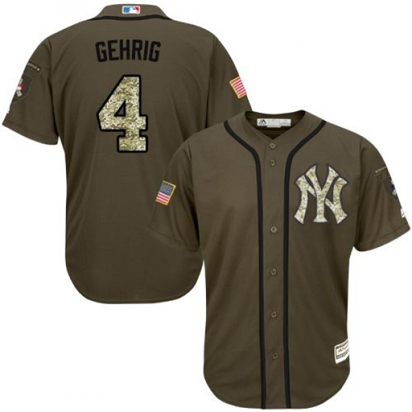 New York Yankees #4 Lou Gehrig Green Salute to Ser...