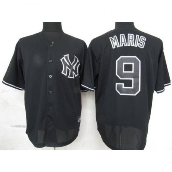 New York Yankees #9 Roger Maris Black Fashion Stit...