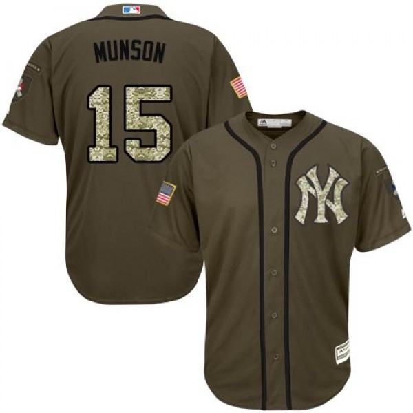 New York Yankees #15 Thurman Munson Green Salute t...