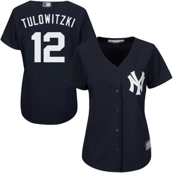 New York Yankees #12 Troy Tulowitzki Navy Blue Alt...