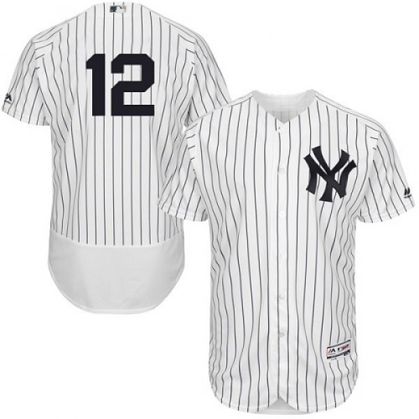 New York Yankees #12 Wade Boggs White Strip Flexba...