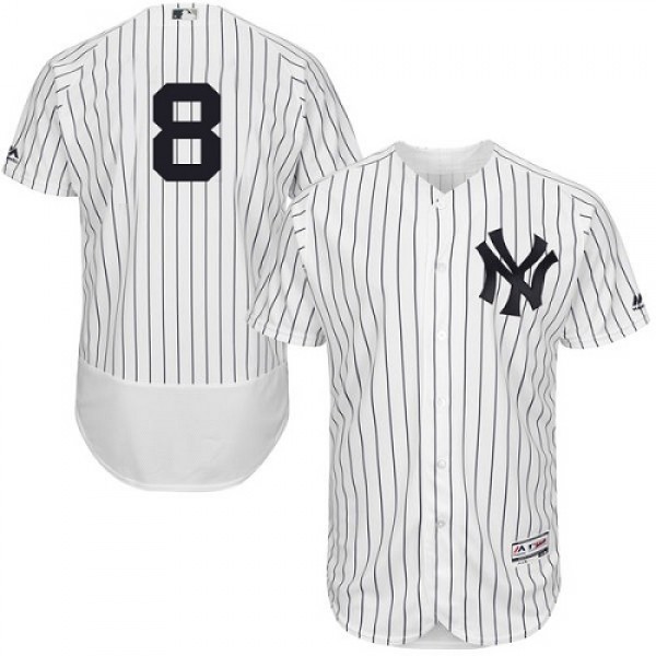 New York Yankees #8 Yogi Berra White Strip Flexbas...