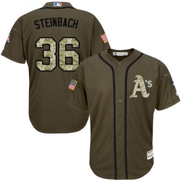 Oakland Athletics #36 Terry Steinbach Green Salute...