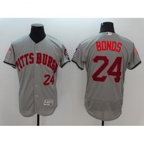 Pittsburgh Pirates #24 Barry Bonds Grey Fashion St...