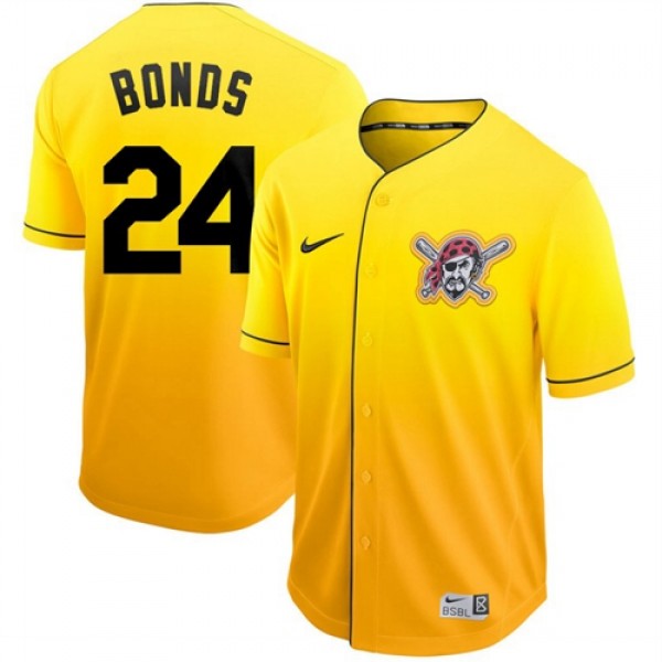 Nike Pittsburgh Pirates #24 Barry Bonds Gold Fade ...