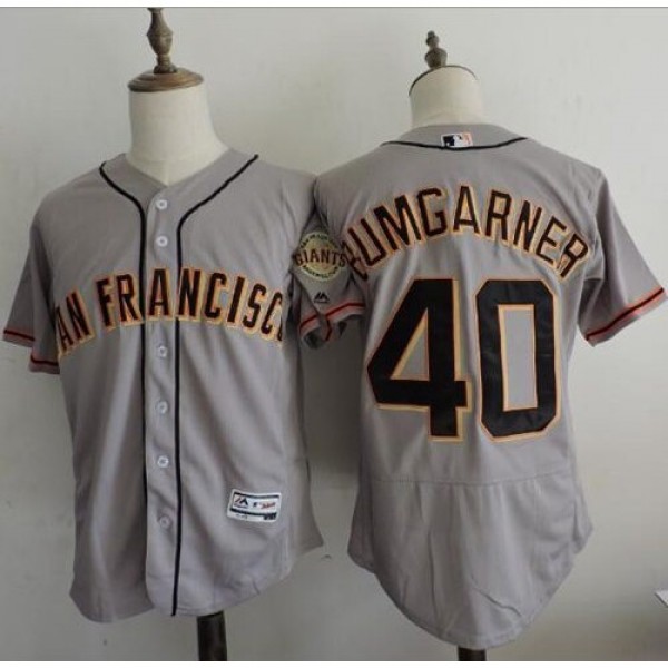 San Francisco Giants #40 Madison Bumgarner Grey Fl...