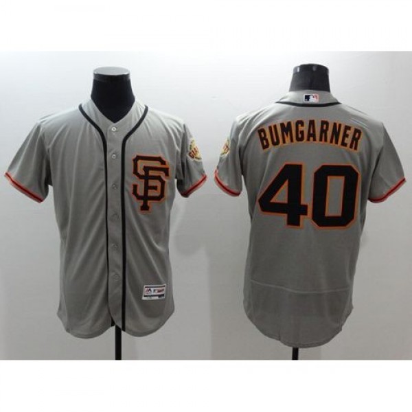 San Francisco Giants #40 Madison Bumgarner Grey Fl...