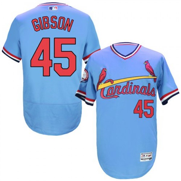 St.Louis Cardinals #45 Bob Gibson Light Blue Flexb...