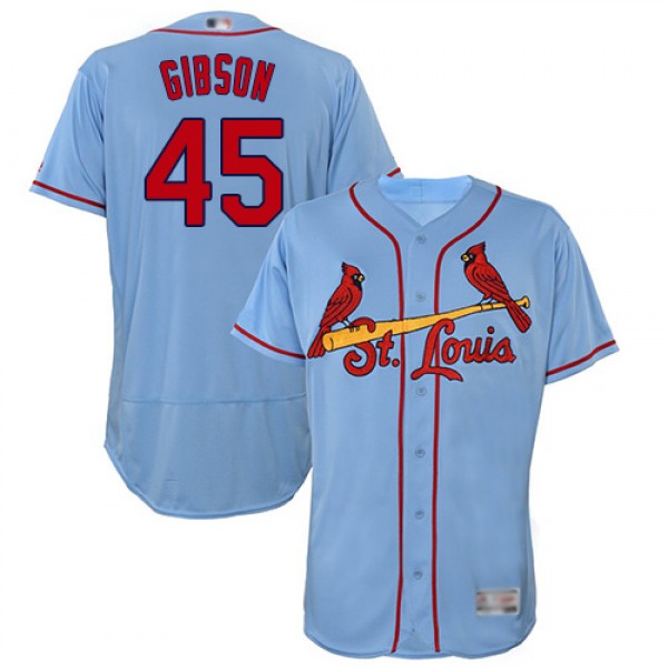 St.Louis Cardinals #45 Bob Gibson Light Blue Flexb...