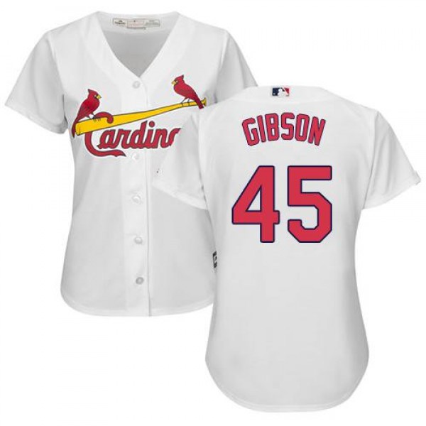 St.Louis Cardinals #45 Bob Gibson White Women'...