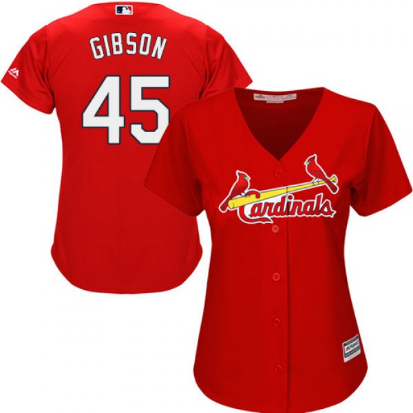 St.Louis Cardinals #45 Bob Gibson Red Alternate Wo...