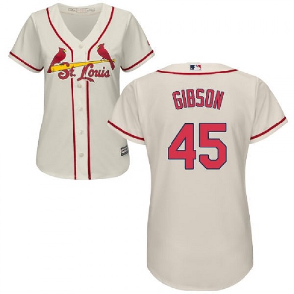 St.Louis Cardinals #45 Bob Gibson Cream Alternate ...