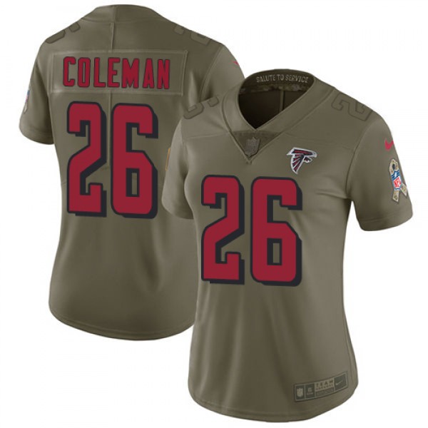 Nike Atlanta Falcons #26 Tevin Coleman Olive Women...