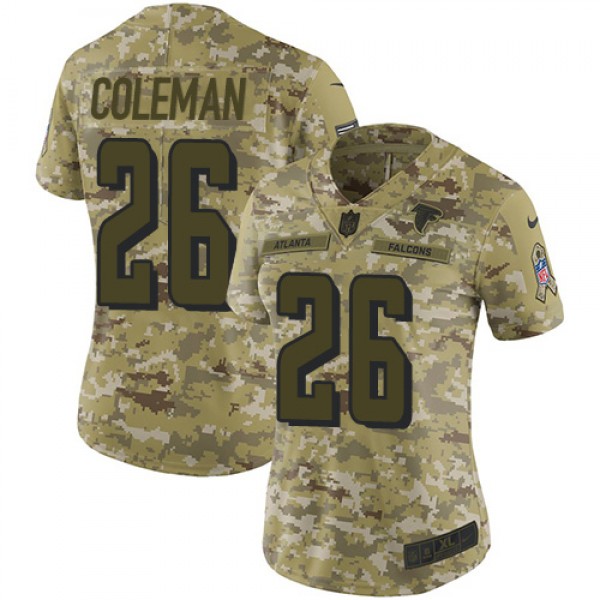 Nike Atlanta Falcons #26 Tevin Coleman Camo Women&...