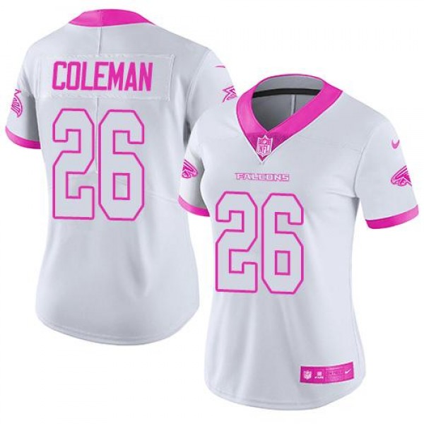 Nike Atlanta Falcons #26 Tevin Coleman White/Pink ...