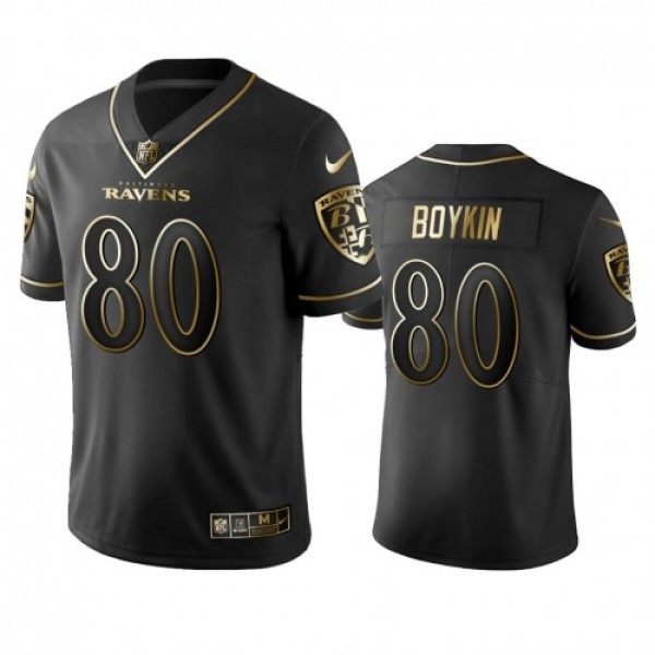 Nike Baltimore Ravens #80 Miles Boykin Black Golde...