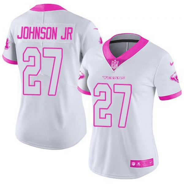 Nike Houston Texans #27 Duke Johnson Jr White/Pink...