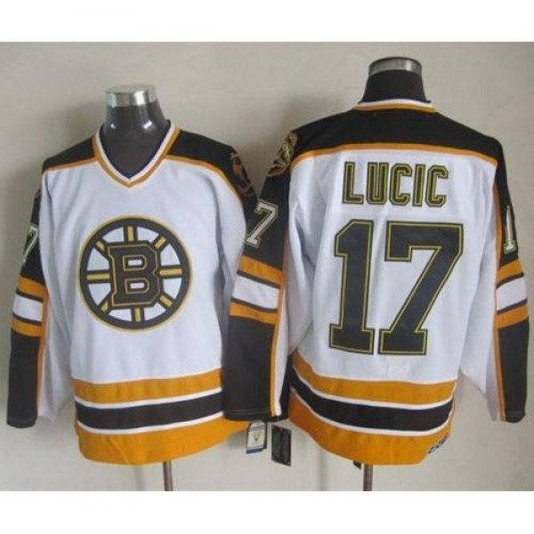 Boston Bruins #17 Milan Lucic White/Black CCM Throwback Stitched NHL Jersey