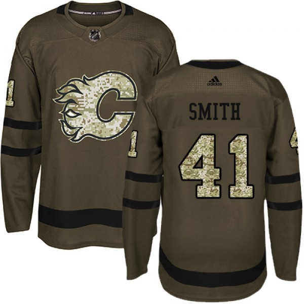 Adidas Calgary Flames #41 Mike Smith Green Salute ...