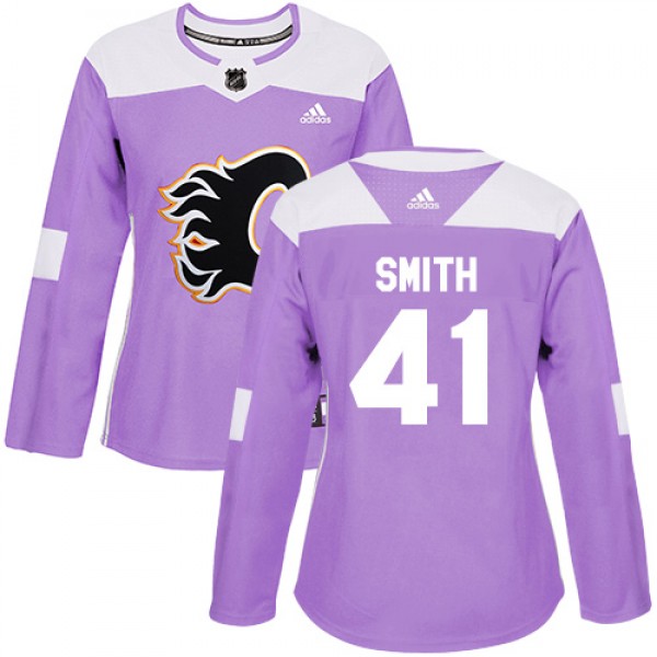 Adidas Calgary Flames #41 Mike Smith Purple Authen...