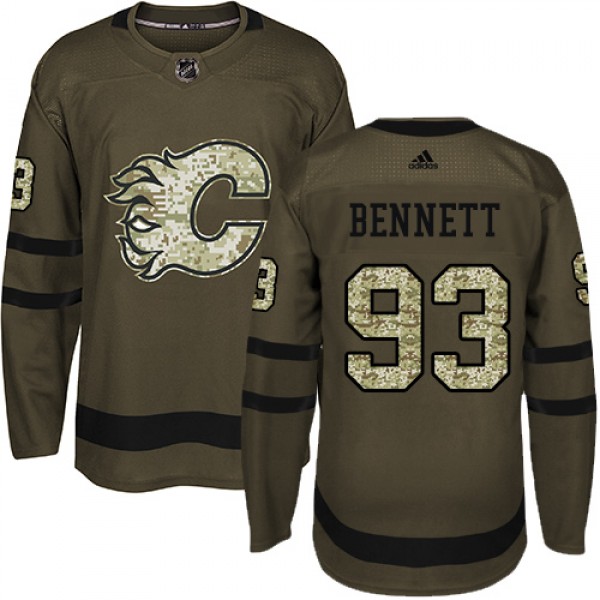 Adidas Calgary Flames #93 Sam Bennett Green Salute...