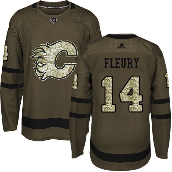 Adidas Calgary Flames #14 Theoren Fleury Green Sal...