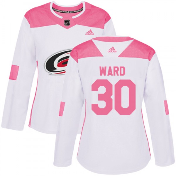 Adidas Carolina Hurricanes #30 Cam Ward White/Pink...