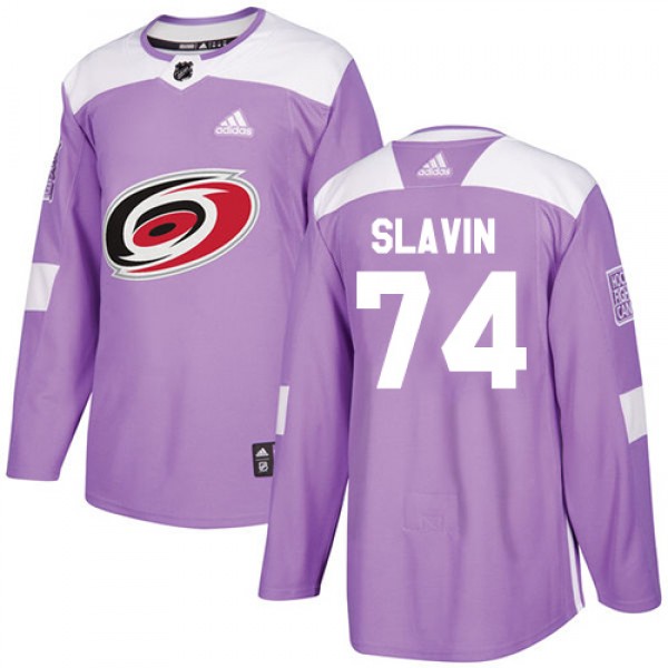 Adidas Carolina Hurricanes #74 Jaccob Slavin Purpl...