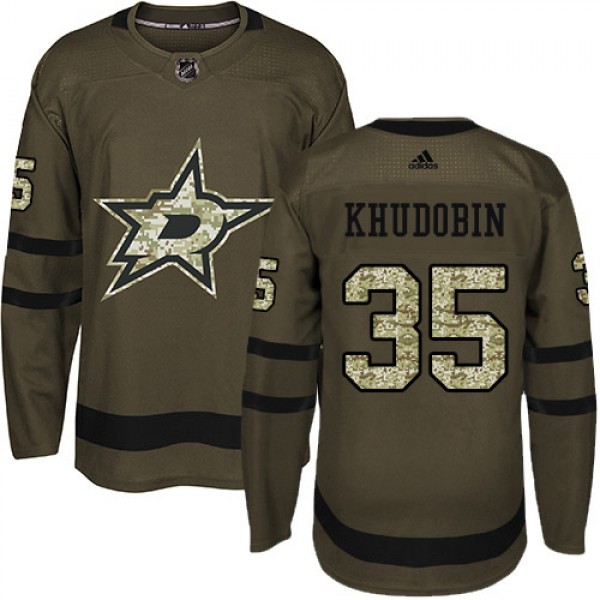 Adidas Dallas Stars #35 Anton Khudobin Green Salut...