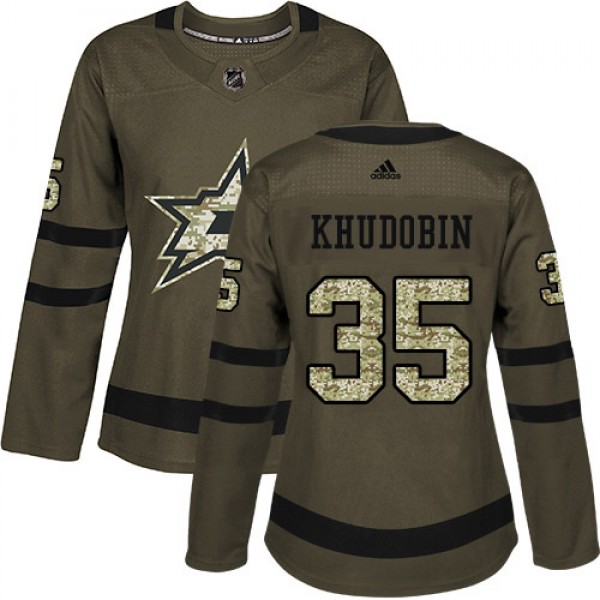 Adidas Dallas Stars #35 Anton Khudobin Green Salut...