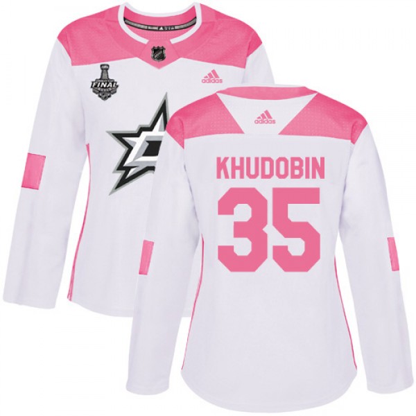 Adidas Dallas Stars #35 Anton Khudobin White/Pink ...