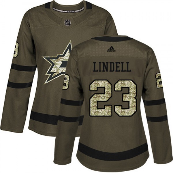 Adidas Dallas Stars #23 Esa Lindell Green Salute t...