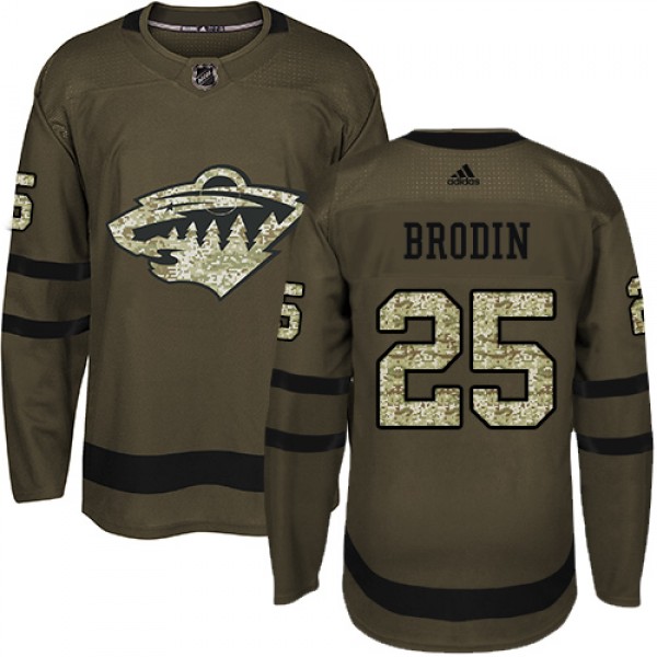 Adidas Minnesota Wild #25 Jonas Brodin Green Salut...