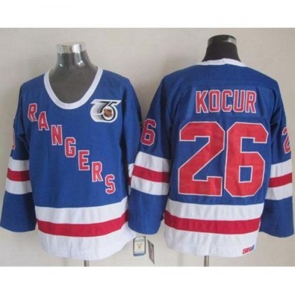 New York Rangers #26 Joe Kocur Blue CCM 75TH Stitc...